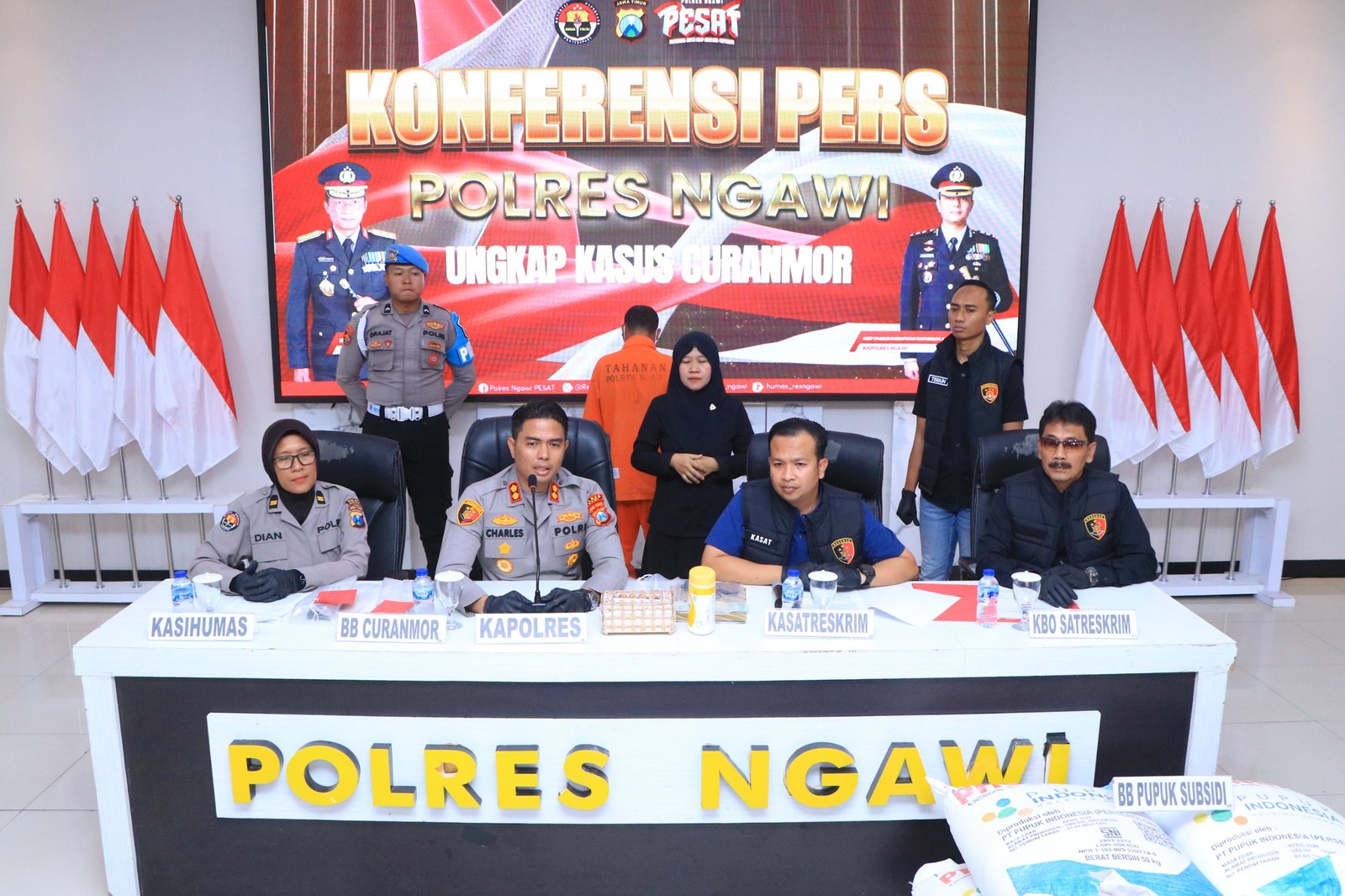Polres Ngawi ketika mengadakan jumpa pers (Foto : Ady,NewsTujuh)