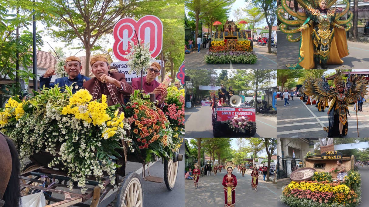 Turonggo Yakso, Batik Trenggalek hingga Tiwul Khas Desa Warnai Pawai HUT RI ke-80. (Foto : Bayu, NewsTujuh)