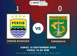 Duel Klasik BRI Liga 2025 , Persib Bandung Menang Tipis Atas Persebaya Surabaya 1 Persib Bandung kandaskan Persebaya dengan skor tipis 1 - 0 di Super League 2025 - 2026 ( Foto : editing newstujuh)