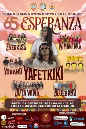 ESPERANZA Warnai 65 Tahun UKWMS Kampus Madiun 4 Dies Natalis ke-65 UKWMS Kampus Madiun Angkat Tema ESPERANZA dengan Rangkaian Seminar dan Hiburan. (Foto : Hery, NewsTujuh)