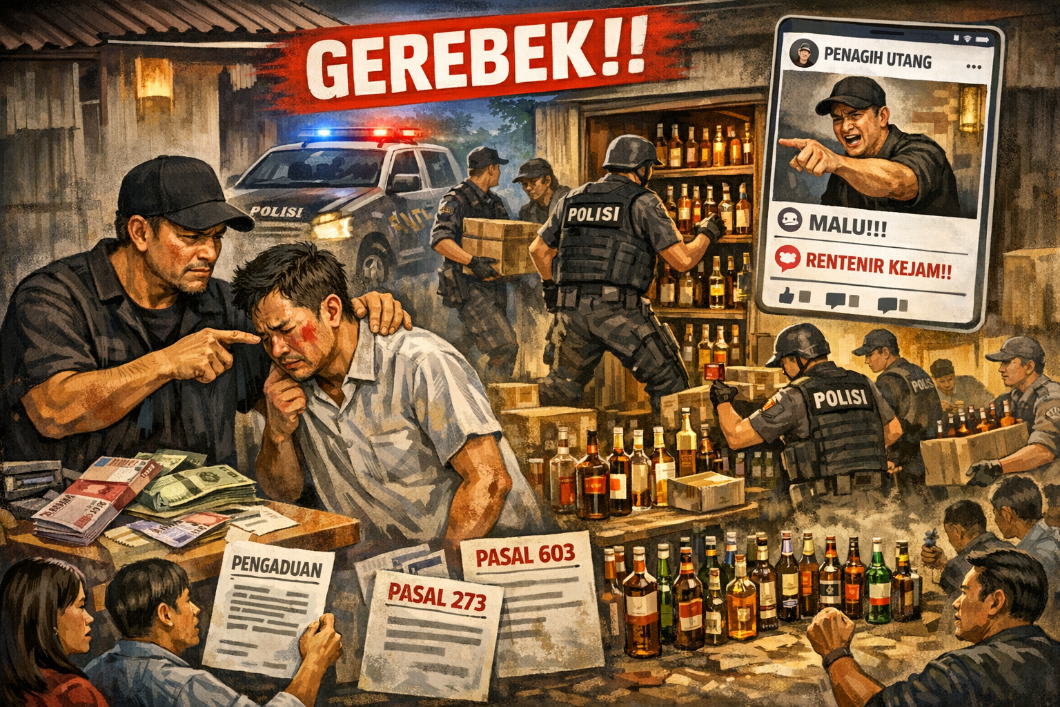 Pinjaman ilegal (Lintah darat) dan miras di Karangbong Sidoarjo.