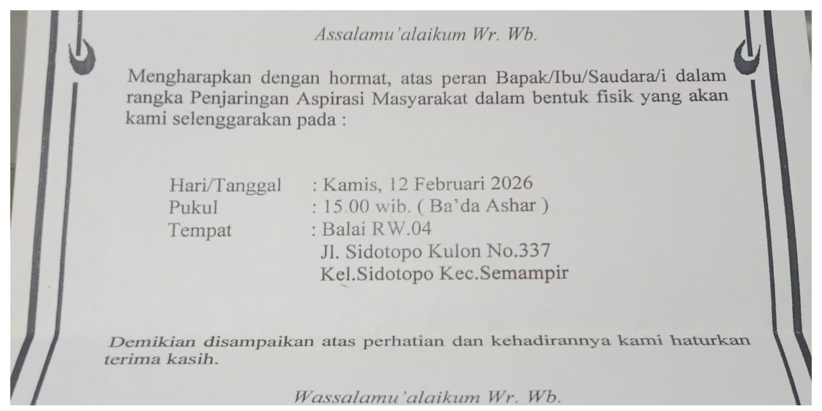 Reses Anggota DPRD Surabaya Inisial “BI” Disorot Warga, Transparansi Anggaran Rp 22 Juta Dipertanyakan 1 reses